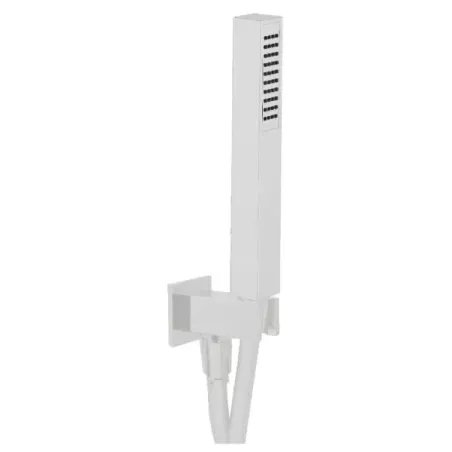 Damast Set Duplex Doccia serie Estro in ottone con doccetta Leo + supporto e flessibile 150 cm colore bianco opaco cod. 15441