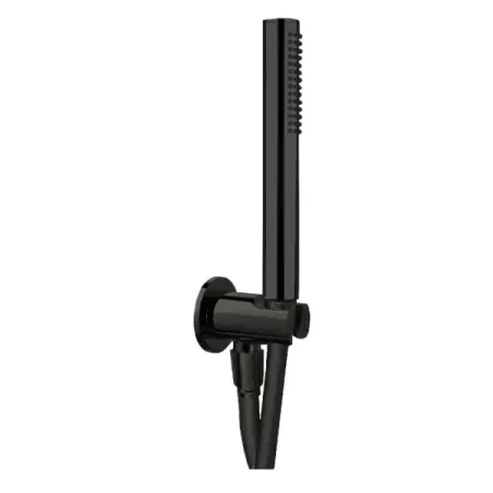 Damast Set Duplex Doccia serie Class in ottone con doccetta Atena + supporto e flessibile 150 cm colore nero opaco cod. 15440