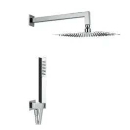 Damast Kit Duplex Doccia serie Rondo' in Inox con doccetta Leo + braccio Cassiopea 35 + soffione Relax Q cromato 13617