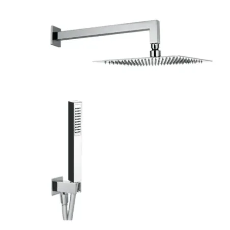 Damast Kit Duplex Doccia serie Rondo' in Inox con doccetta Leo + braccio Cassiopea 35 + soffione Relax Q cromato 13617