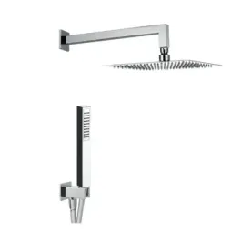 Damast Kit Duplex Doccia serie Rondo' in Inox con doccetta Leo + braccio Cassiopea 35 + soffione Relax Q cromato 13681