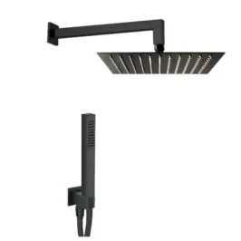 Damast Kit Duplex Doccia serie Rondo' 25Q doccetta Leo + braccio Cassiopea 35 + soffione Relax 25Q + flessibile nero opaco 17900