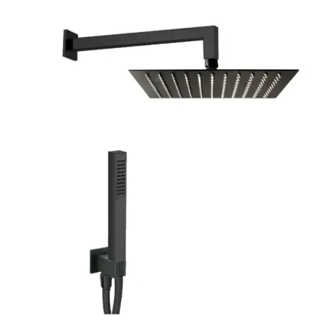 Damast Kit Duplex Doccia serie Rondo' 25Q doccetta Leo + braccio Cassiopea 35 + soffione Relax 25Q + flessibile nero opaco 17900