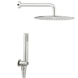 Damast Kit Duplex Doccia serie Rondo' in Inox con doccetta Atena + braccio Pegaso 35 + soffione Relax T cromato 13682