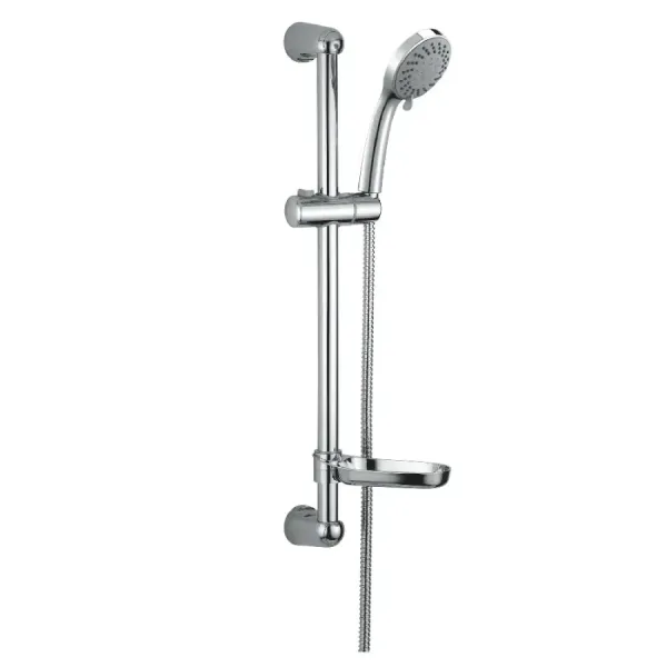 Damast Saliscendi Doccia serie Kent asta inox + doccetta 5 getti + portasapone + flessibile 150 cm colore cromato cod. 14504