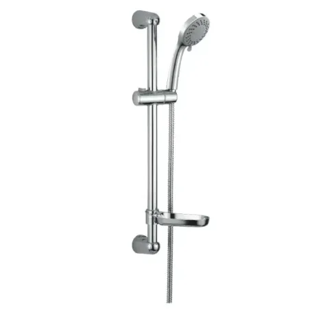 Damast Saliscendi Doccia serie Kent asta inox + doccetta 5 getti + portasapone + flessibile 150 cm colore cromato cod. 14504