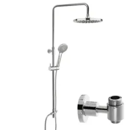 Damast Colonna Doccia serie Vivace 2.0 asta ottone telescopica e girevole + soffione + doccetta + deviatore cromato cod. 17178