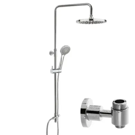 Damast Colonna Doccia serie Vivace 2.0 asta ottone telescopica e girevole + soffione + doccetta + deviatore cromato cod. 17178